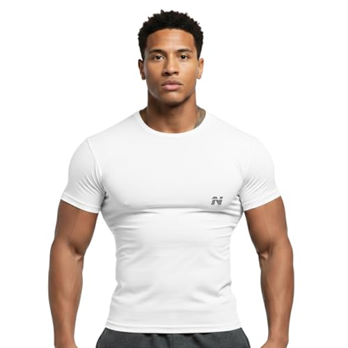 Image of NINQ Full Sleeve Compression, Workout, Round Neck, Down Shoulder T-Shirt - Men's Gym, Athletic & Sports Tights for Fitness
