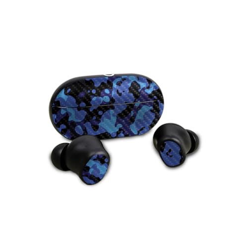 Image of Carbon Fiber Skin Compatible with Beats Solo Buds - Blue Modern Camo - Premium 3M Vinyl Protective Wrap Decal Cover - Easy to Apply | Crafted in The USA by MightySkins
