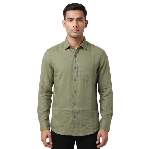 Image of Men's Regular Fit 100% Cotton Solid Casual Shirt