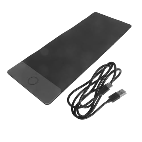 Tapis de souris grand avec recharge sans fil 15W en caoutchouc et tissu style aléatoire