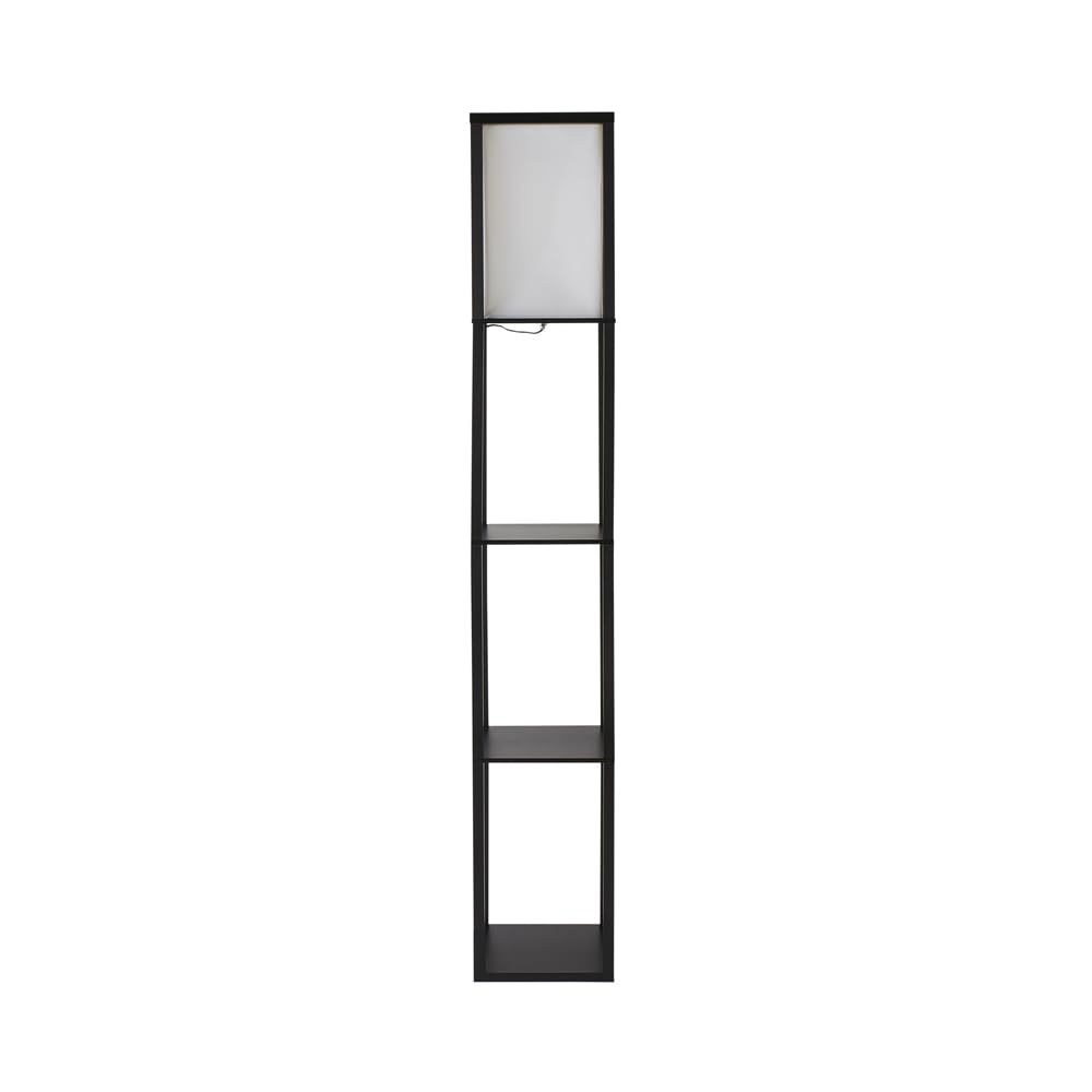 Minisun Black | Wooden Floor Lamp With Shelves | Floor Lamps & Torchieres, Home Décor & Improvement Essential | Includes 10W Gls Bulb [3000K Warm White] Size 1