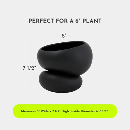 Gu Greenery : Unlimited Fondra Self Watering Pot For 6" Plants, Modern Indoor Ceramic Planter, Maintains Healthy Roots & Proper Drainage, Deep Reservoir - Comes With Aeration Stones & Insert #TOP1