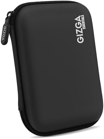 Gizga Essentials Hard Drive Case Shell, 6.35cm/2.5-inch, Portable Storage Organizer Bag for Earphone USB Cable Power Bank Mobile Charger Digital Gadget Hard Disk, Water Resistance Material, Black