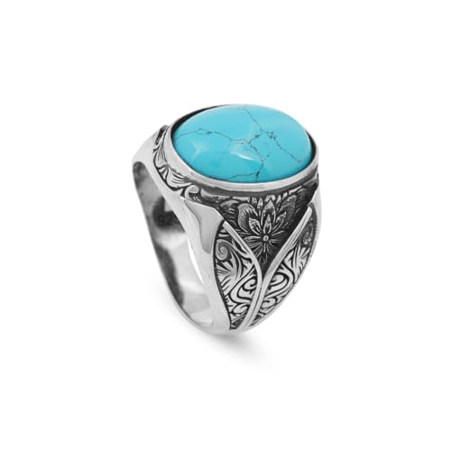 Bague turquoise pour homme au style vintage original, bijou de créateur