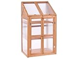 Serre de Balcon en Bois à 3 Niveaux avec Double Porte et Panneau Transparent Meuble de Jardin Marron Clair Volvera