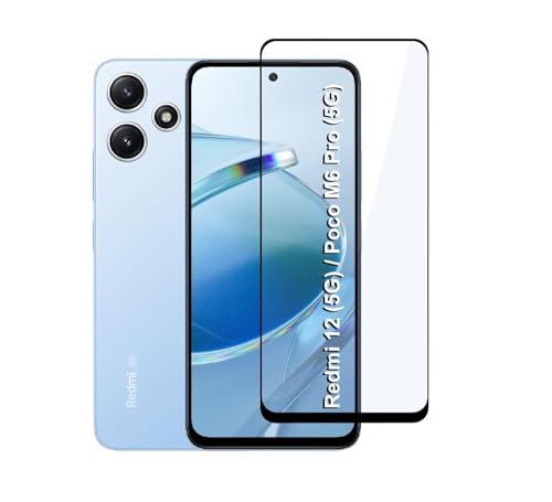 Image of Edge To Edge Tempered Glass For Redmi 12 5G / Redmi 12 / Poco m6 proWith Easy Self Installation Kit