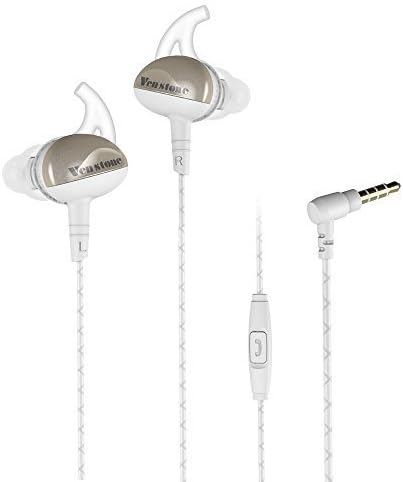 Sport Headphones with Microphone earphones In Ear Earbuds , Comfort-Fit, Sweatproof Resistant for Smartphone (Gold)