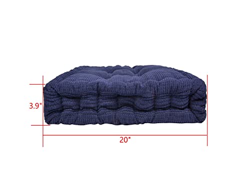 Chezmax Chair Cushions Large Outdoor Indoor Seat Cushion Thickened Bench Mat Durable Floor Pillow Winter Chair Pads For Bedroom Balcony Car Office Patio Sofa Travel Dark Blue Square 20" #TOP1