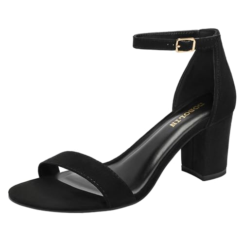 Image of Women's Heeled Sandals Open Toe Ankle Strap 2.5-Inch Chunky Heels Dress Shoes Wide Feet Friendly