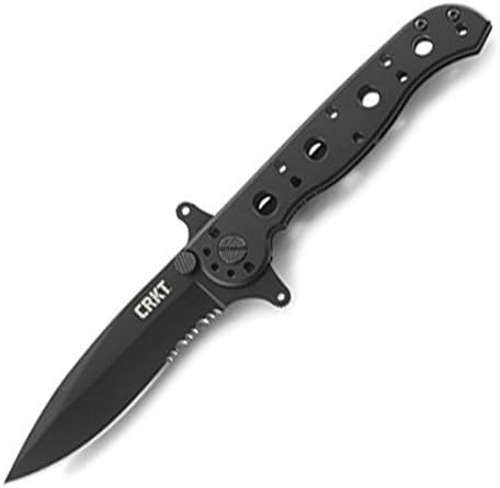 CRKT M21-10KSF EDC Folding Pocket Knife: Special Forces Everyday Carry, Black Serrated Edge Blade, Frame Lock, Dual Hilt, Stainless Steel Handle, Reversible Pocket Clip