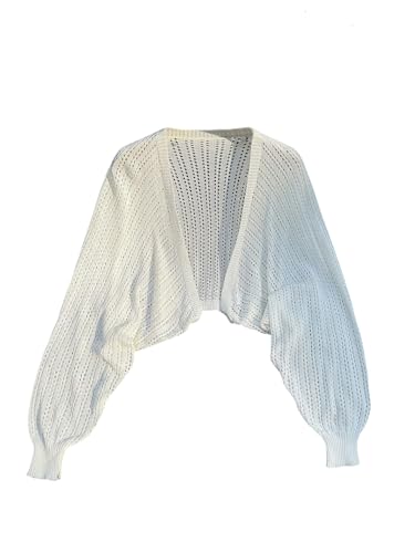 SOLY HUX Women's Plus Size Hollow Out Knit Crop Cardigan Sweater Open Front Long Sleeve Lightweight Tops Knitwear
