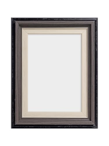 Image of GOLDEN PEACOCK 5x7 Inch PVC Photo Frame with Glass, Black & Walnut Brown Wood Texture Finish | Tabletop & Wall Mount Picture Frame for Home, Office & Gift Display