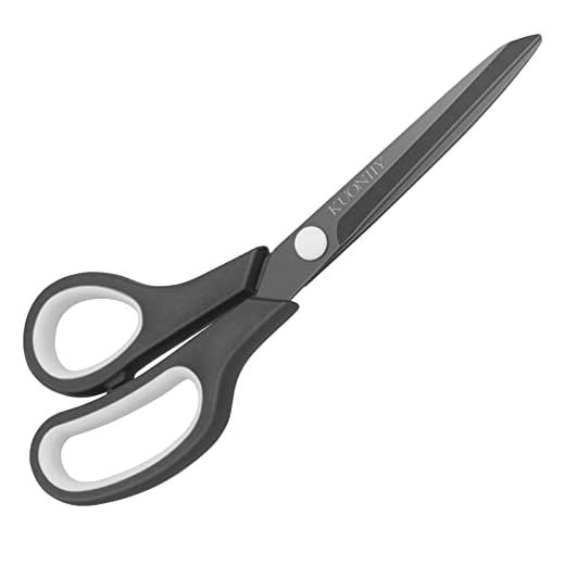 KUONIIY Tijeras revestimiento de titanio ultra afiladas cuchillas de agarre cómodo suave tijeras multiusos, 19,5 cm