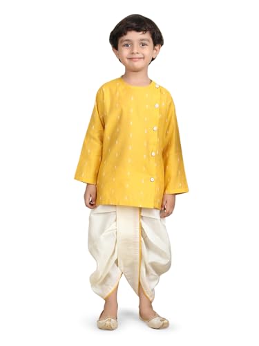 Image of POLKA TOTS Elegant Traditional Dhoti Kurta Set for Baby Boys & Toddlers - Ultra-soft Cotton Ethnic Dress for Festivals and Weddings | Premium Angrakha Style Ethnic Wear