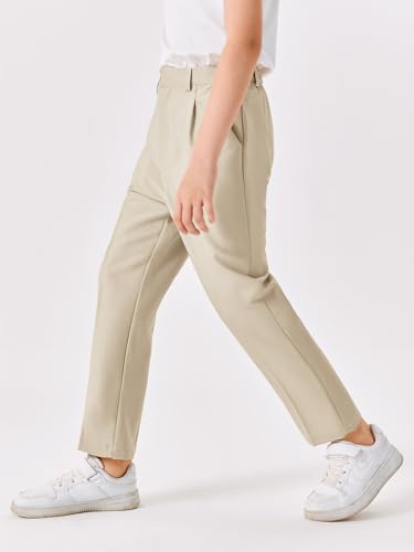 Batermoon Boys Elastic Waist Dress Pants Kids Slim Fit Straight Suit Pants Uniform Trousers with Pockets4