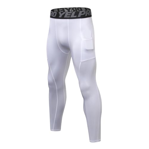 Celanisai Pantalones de compresión para hombre, largos, de camuflaje, para correr, deportes, transpirables, funcionales, mallas para hombre, mallas de compresión, ropa funcional, O blanco., XXL