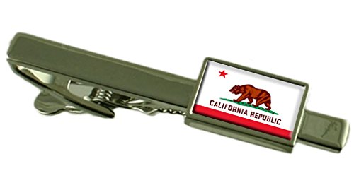 Clip de corbata de California con acabado pulido y bolsa de regalos selecta