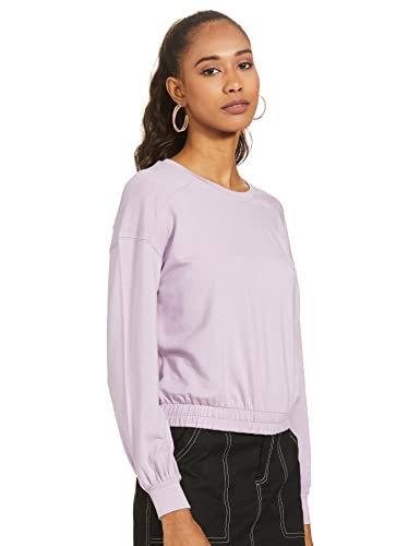 Image of Max Viscose Women Solid Round Neck Sweatshirt