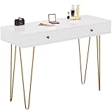 GreenForest Vanity Desk with 2 Drawers White Makeup Desk with Glossy Desktop Dressing Table with...
