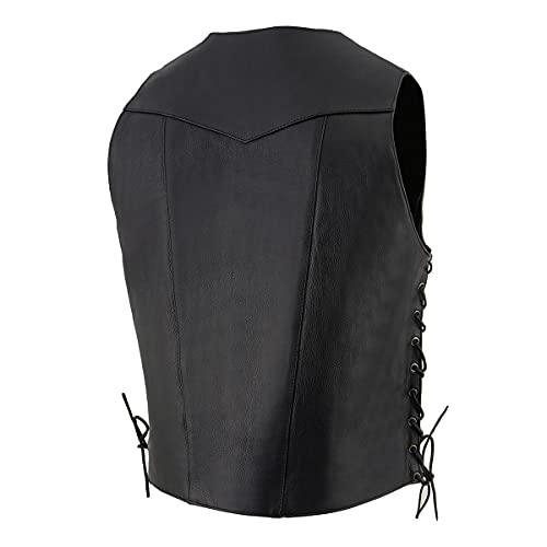 Image of Milwaukee Leather Men's Premium Leather Western Style V-Neck Motorcycle Rider Vest with Front Snap Closure |LKM|ML|SH