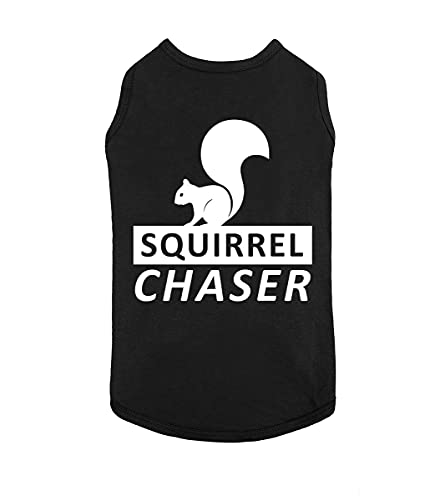 Funny Dog T Shirt Squirrel Chaser Fun Pet Dog Accessories Summer Dog Clothes | Black (XL)