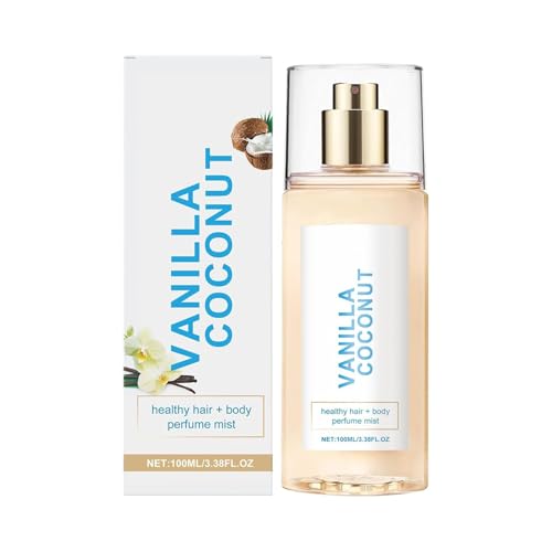Perfume de vainilla y coco para cabello y cuerpo, 100 ml, aroma ligero con aceite de jojoba, nutritivo e hidratante, duradero y no adhesivo, para mujer (100 ml, 1 unidad)