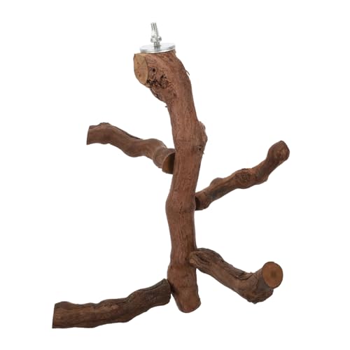 LEDMOMO 木の枝 鳥の餌箱 オウムのおもちゃ ハムスター パラ オウムゲームスタンド 鳥のアクセサリー 鳥のとまり木 セキセイインコのおやつ スティック ウサギ小屋 遊ぶ 木製 Brown