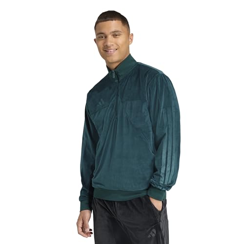 adidas Men's House Of Tiro Velour Half-Zip Track Top, Aurora Ivy