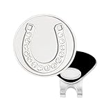 NAVIKA Silver Horseshoe Golf Ball Marker with Austrian Crystals | Hat Clip Included | Good Luck Charm Themed Golfing Accessory | Equestrian Themed Gift for Golfers
