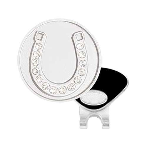 NAVIKA Silver Horseshoe Golf Ball Marker with Crystals