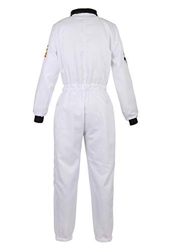 frawirshau Astronaut Costume Adult Role Play Cosplay Costumes Spacewoman Flight Jumpsuit Space Suit for Women White XS