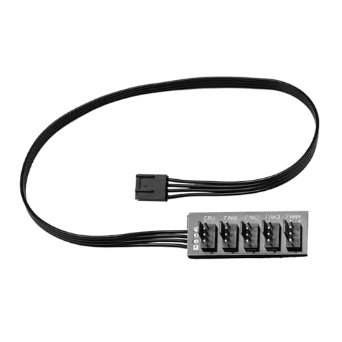 4-Pin PWM Fan Hub - 1 to 5 Way Splitter Adapter Power Extension Cable for PC Computer Case, CPU Cooler & Internal Motherboard Connector | Compatible PWM Function & High-Density Cooling