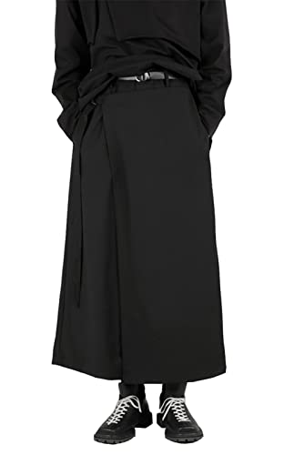 CLANMILUMS Men's Black Skirt Pants Casual Loose Harem Harajuku Kimono Trousers