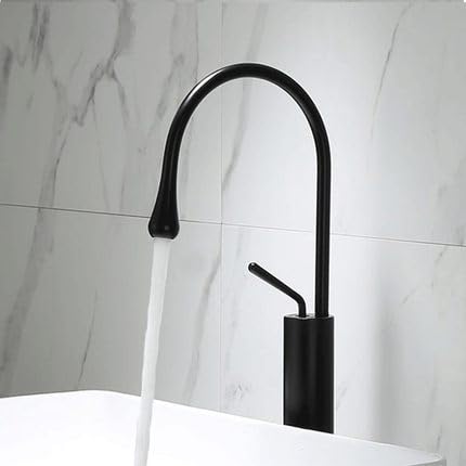 Robinet de lavabo de salle de bain laiton marbre noir modèle haut G