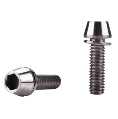 2個-6個のチタンねじボルトM5 M6X16 / 18/20/25コーンヘッドガスケットワッシャー付き自転車ステムネジボルト(Titanium gray,2PCS_M6X18MM)