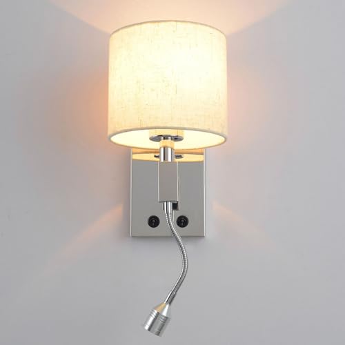 Lampe murale chromée avec interrupteur intérieur orientable moderne