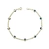 14k Solid Gold Evil Eye Bracelet, With Thicker or Thinner Rolo Chain Options, Perfect for Everyday Use, 2 Sided Eye Gold…