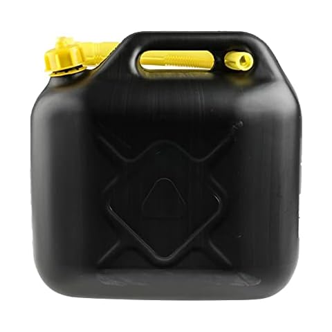 BARGAIN4ALL Plastic Fuel Jerry Diesel Petrol Can - with Pouring Spout - Liquid Compatibility - Carry Anywhere - Oil Water Container (Black) (5 Liters) Cover