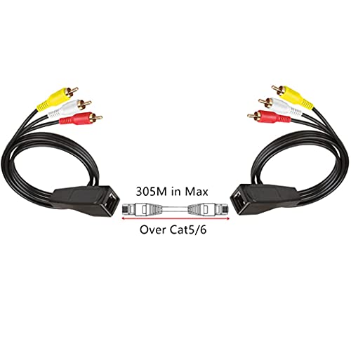 Seadream 2 Pack 80Cm 3 Rca To Rj45 Balun Component Video And Audio Extender Over Cat5/6/7 Ethernet Cable Up To 1000Ft #TOP3