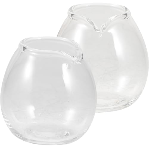 TOKIDNY Mini Jarras de Transparente con Diseño de Vertedor de 20ml Juego de 2 Seguras y para Leche o Cafetería