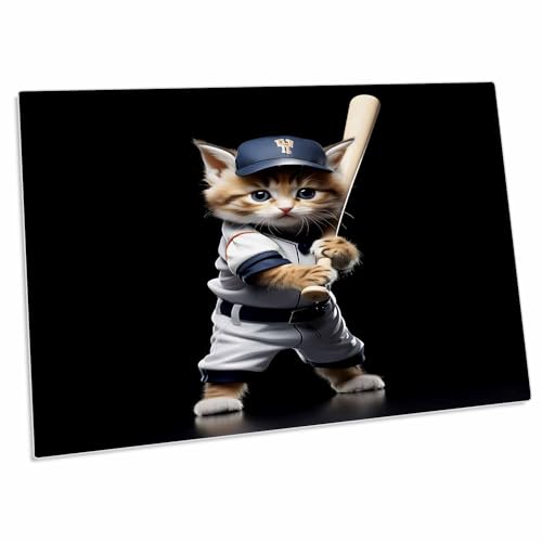3dRose Kitten como jugador de béisbol - Pad de escritorio miniatura 1