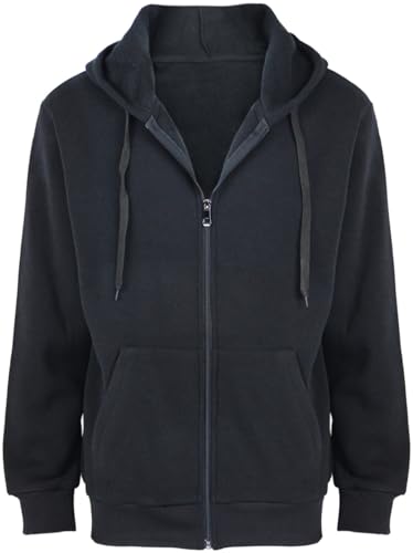 LeeHanTon Mens Zip Up Fleece Jacket Lightweight Hoodies Casual Soft Full Zip Coats with Pockets Plus Size S-5XL Big&Tall