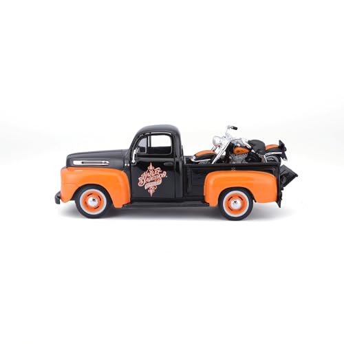 Camioneta Ford F-1 1948 con moto Harley 1958 escala 1:24 miniatura 5