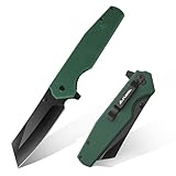 FLISSA Folding Knife, 4-3/4' Reverse Tanto Folding Pocket Knife, Black Stonewash Blade, G10 Handle, for Hunting, Survival, Camping and Outdoor Activities, Great Gifts for Dad, Husband, Friend