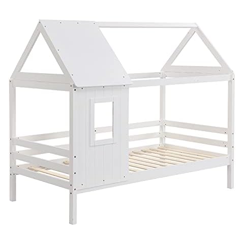 Cherry Tree Furniture Gretel Kids White Solid Wooden House Bed Cover