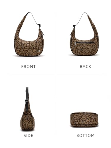 Image of WESTBRONCO Small Puffer Crescent Shoulder Bag for Women, Nylon Quilted Shoulder Purses, Puffy Handbags with Adjustable Strap