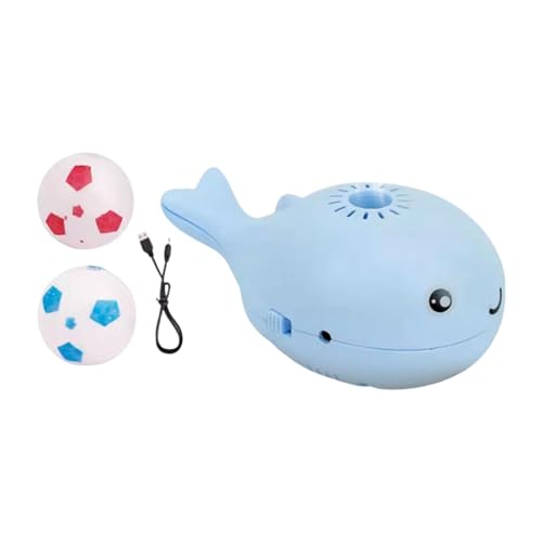 B Baosity 電動クジラ型フローティングボールおもちゃ インタラクティブ 滑らかなエッジ 4.3x2.7x2インチ ペットエンターテイメント用 USB充電 小さなボール2個付き, 青