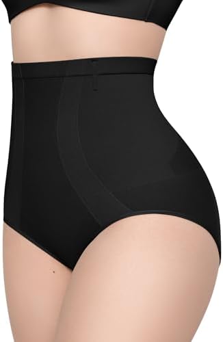 KLVEE Shapewear Tummy Control Panties for Women, Body Shaper Compression Underwear, High Waisted Seamless Girdle Under Dress Black