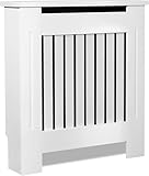Blisswood Radiator Cover White – Small Radiator Cover Grill Shelf Cabinet, MDF Wooden Slatted Decorative Heater Cover for Living Room, Bedroom, Hallway, Office (19D x 78W x 83.2H cm)