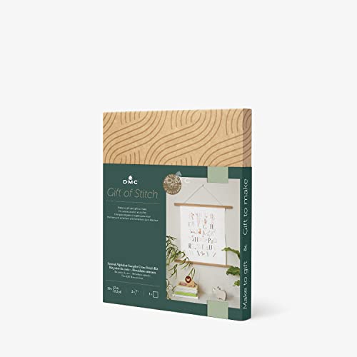 DMC - Abécédaire Animaux, kit point de croix complet - Niveau intermédiaire | Idéal pour la chambre d'un bébé ou d'un enfant | Dimensions 25.7 × 35.5 cm